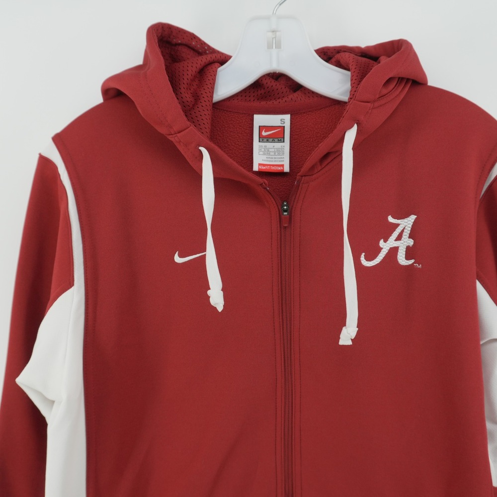 Nike Full Zip Hoodie Mens Small Crimson Alabama Crimson Y2K Regular Fit Therma